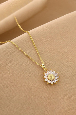 Sunflower Pendant Zircon Necklace - KissProm