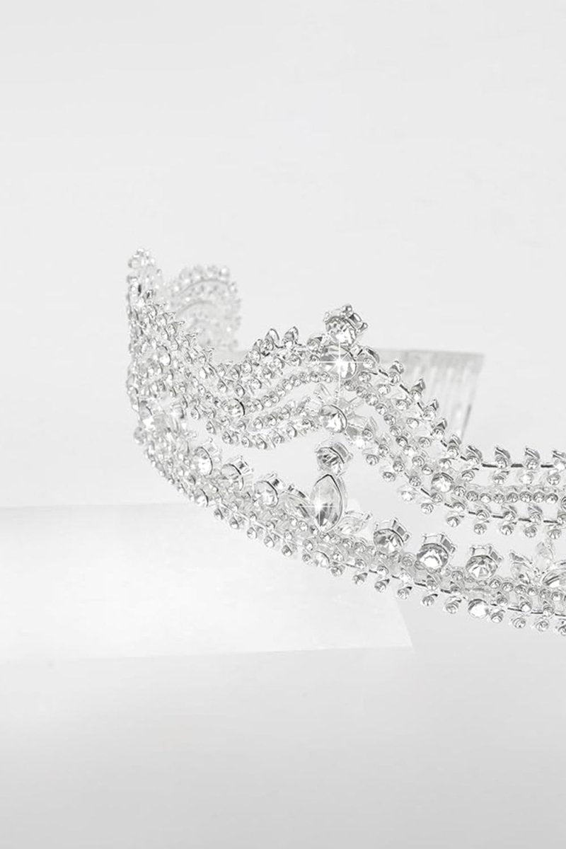 Crystal - Embellished Tiara in Silver Tone - KissProm