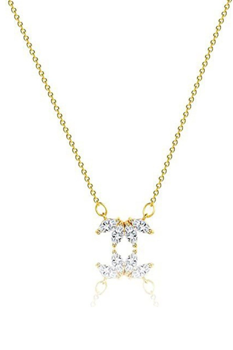 Leaf Pendant Rhinestone Necklace - KissProm