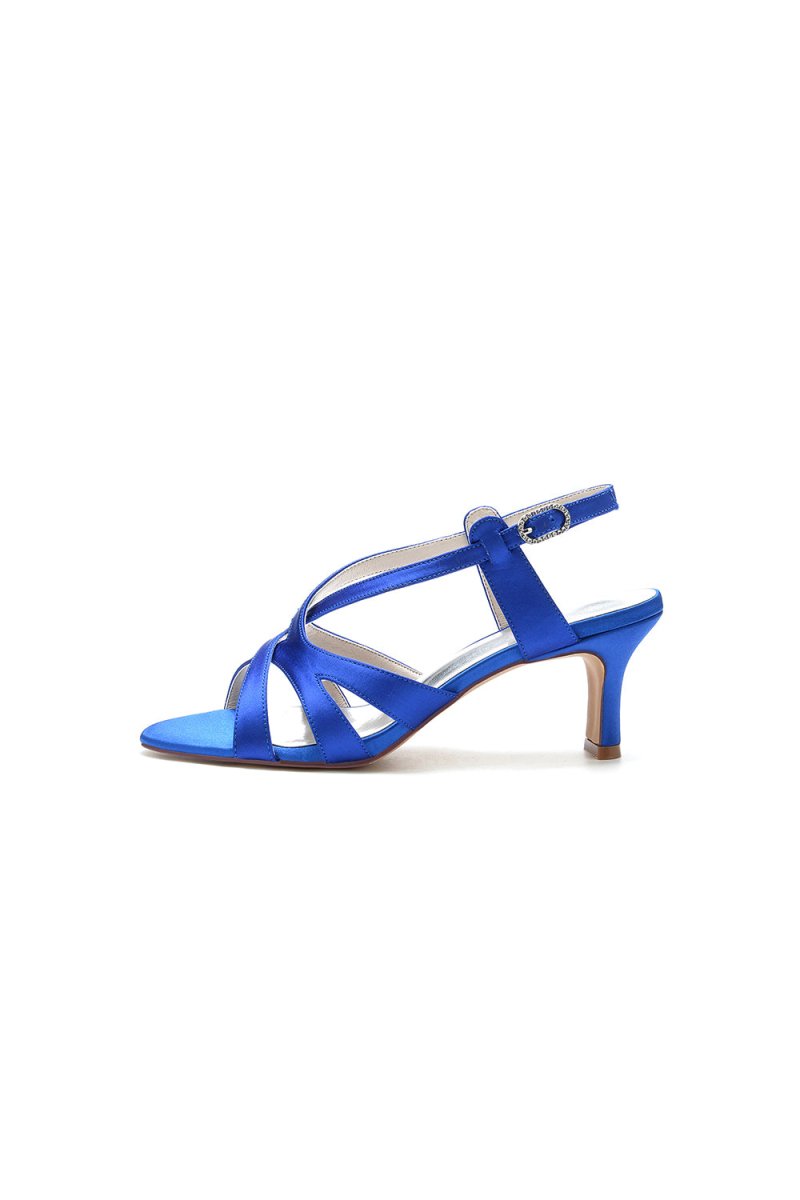 Royal Blue Cross - Strap Pump with Elegant Silver Buckle - KissProm