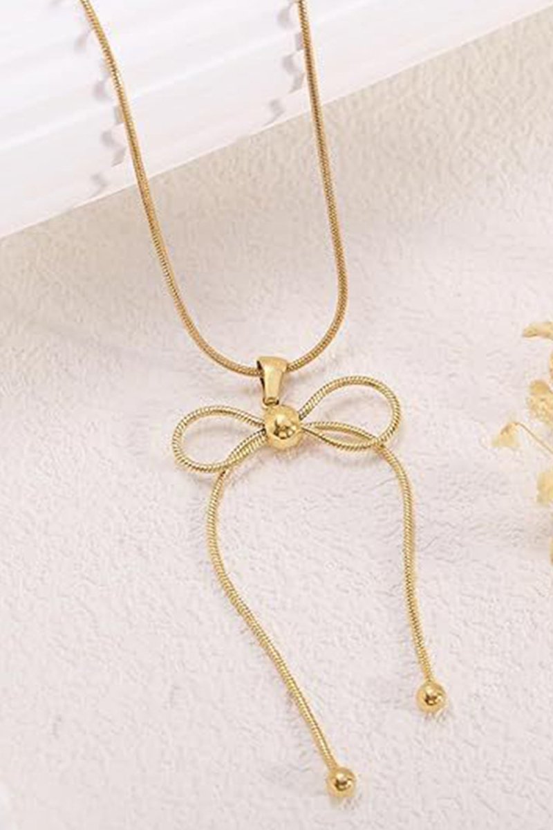 Gold Bow Pendant Necklace - KissProm
