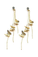Gold Butterfly Tassel Earrings