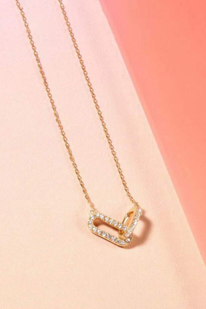 Double Oval Knot Pendant Diamond Necklace - KissProm