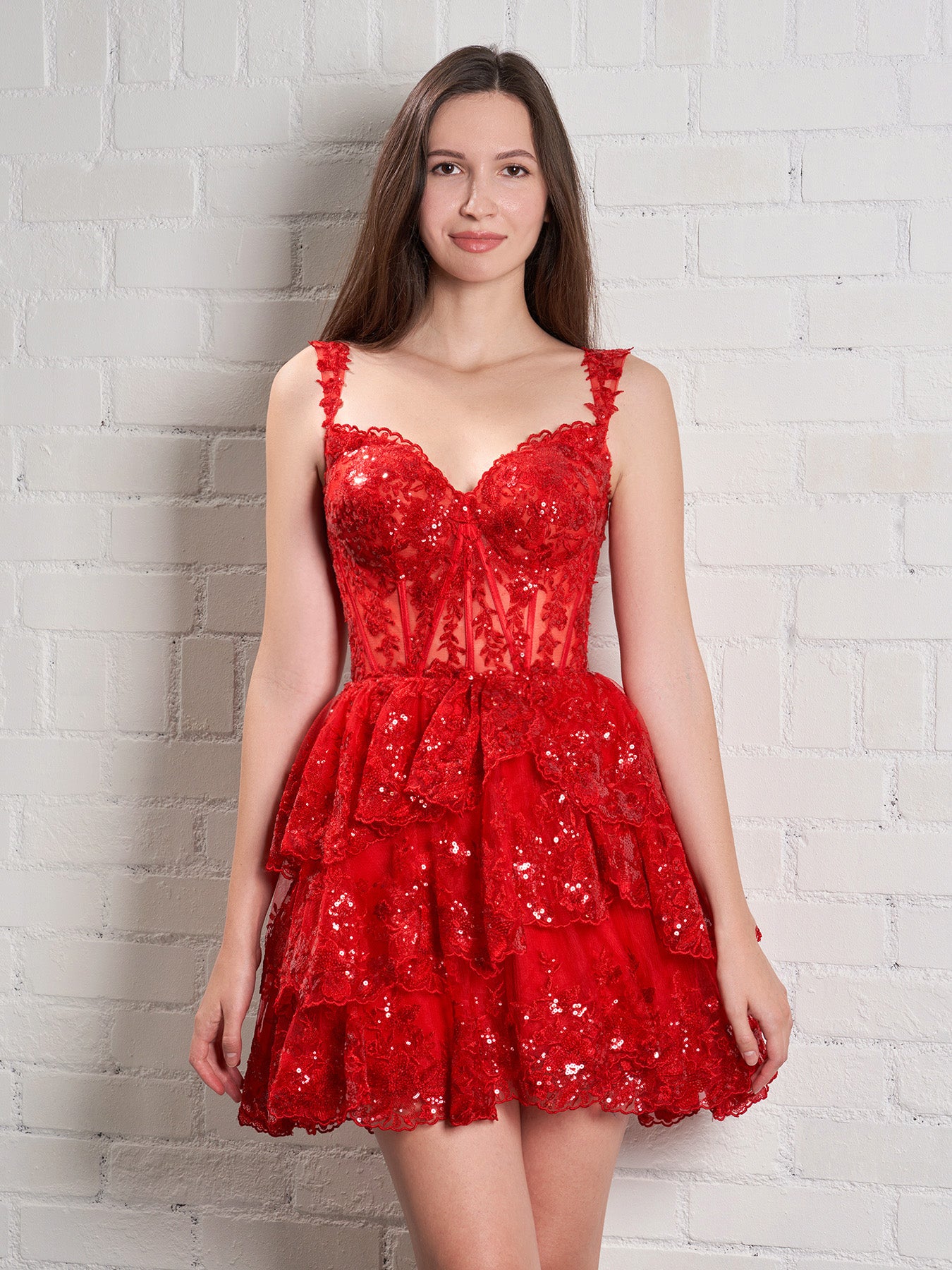 Everly |Short A-Line Sweetheart Tiered Homecoming Dress