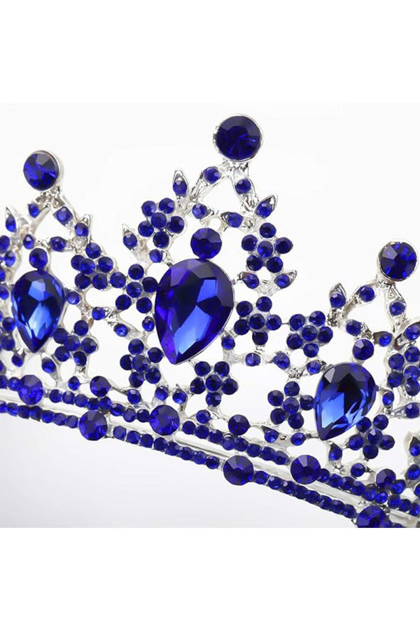 Crystal - Embellished Tiara in Blue Tone - KissProm