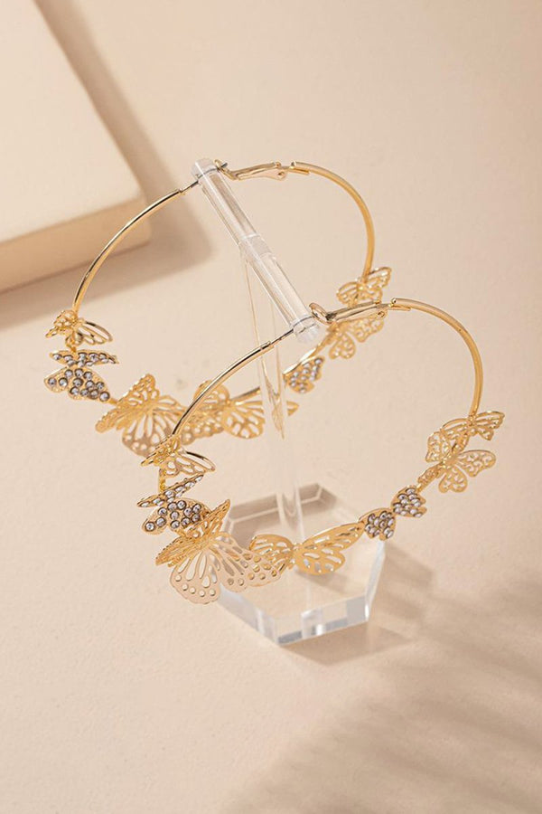 Butterfly Hoop Earrings Gold - KissProm