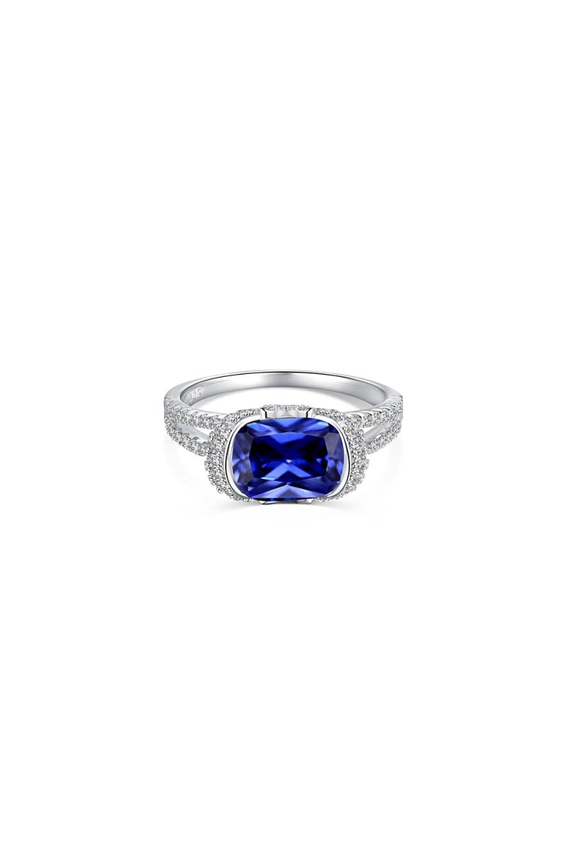 2.5 Carat Fat Rectangle Sapphire Engagement Ring - KissProm