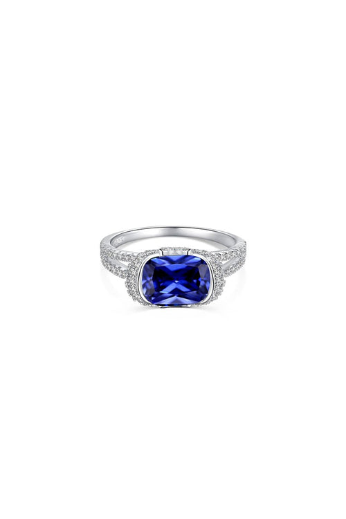 2.5 Carat Fat Rectangle Sapphire Engagement Ring - KissProm