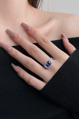 2.5 Carat Fat Rectangle Sapphire Engagement Ring - KissProm