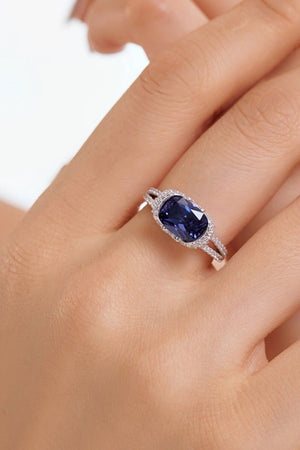 2.5 Carat Fat Rectangle Sapphire Engagement Ring - KissProm