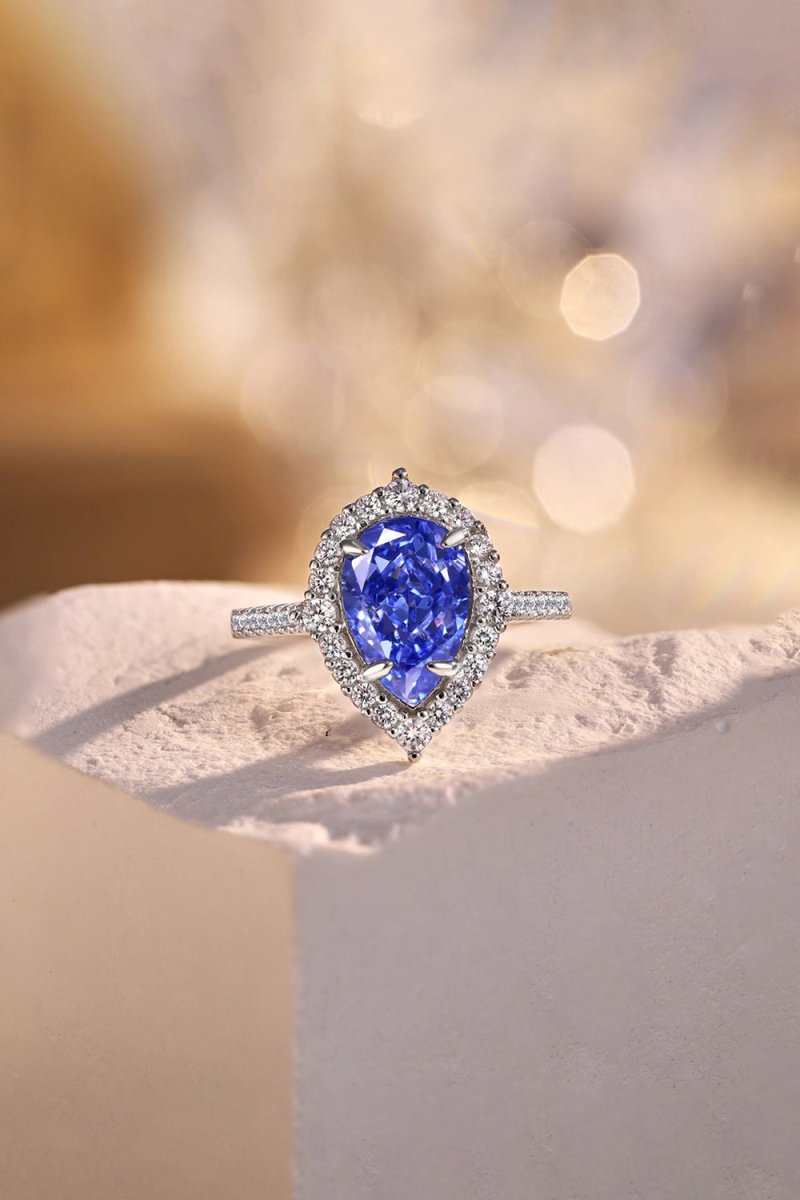 2 Carat Radiant Pear Cut Sapphire Engagement Ring - KissProm
