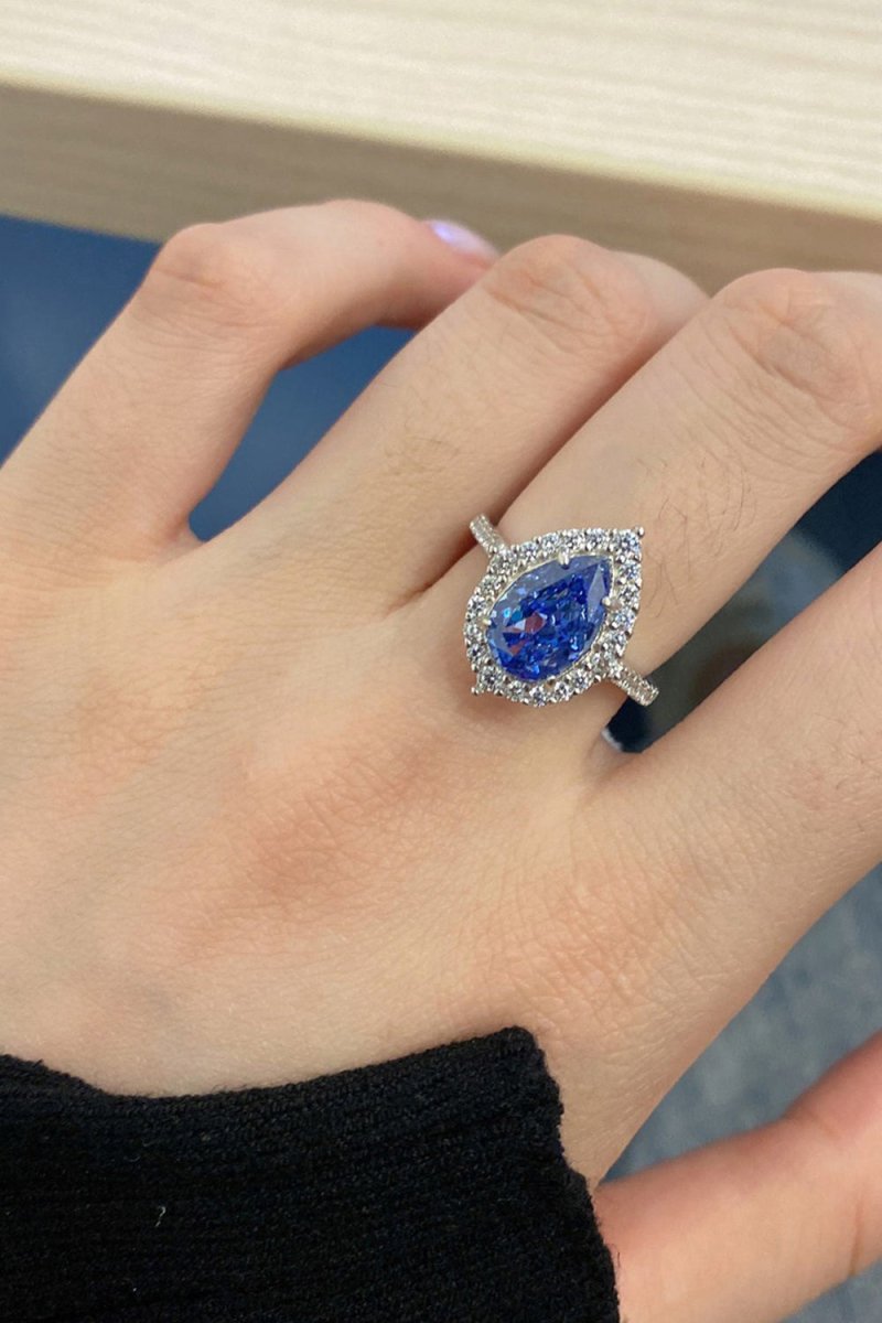 2 Carat Radiant Pear Cut Sapphire Engagement Ring - KissProm