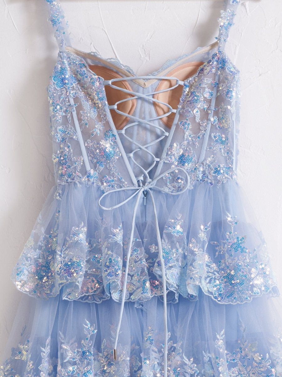 to dress formal Princess A Line Off the Shoulder Corset Prom Dress with Lace Ruffles