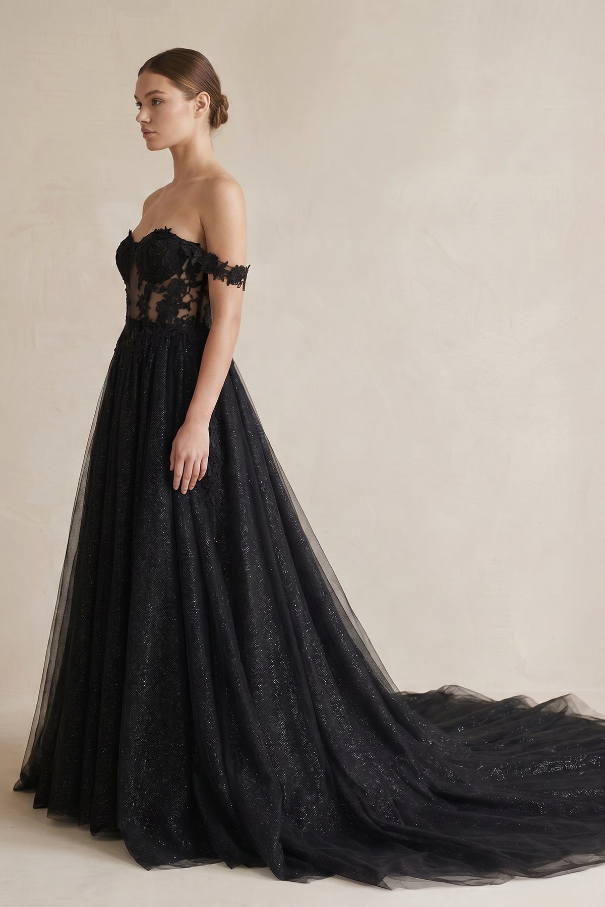 gothic wedding dresses Aviva line tulle skirt features a daring split For the modern gothic bride