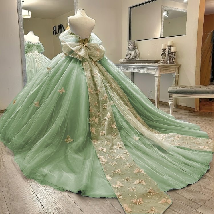 slim fit dress slacks Light Green Lace Applique Quinceanera Dresses Long Sleeve Sweet 16 Dresses 21396 Custom Colors / 20W main image 0
