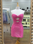Eos | Fuchsia - Sheath Sweetheart Sequined Cut Out Short Homecoming Dresses