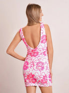 Nerys | Orange Plunging Neckline Floral Sequins Short Tight Homecoming Dress