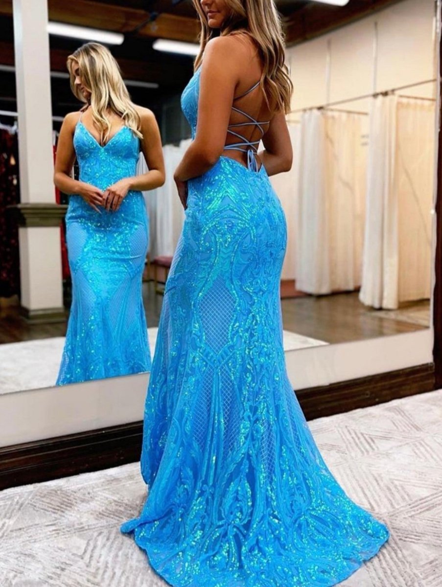 Spaghetti Straps Pink Glitter Backless Mermaid Bodycon Long Prom Dress Pink / 4 Spaghetti Straps Pink Glitter Backless Mermaid Bodycon Long Prom Dress Pink / 4