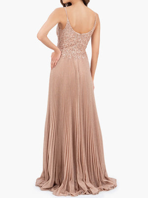 Elizabeth | Rose Pink A - line Floor Length Glitter Jersey Prom Dress with Appliques and Sequins - KissProm