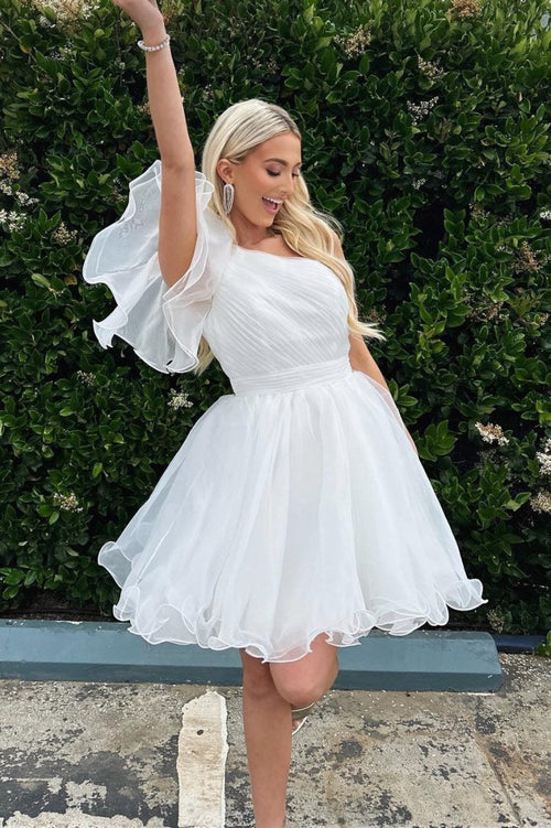 Rose |A-line One Shoulder Organza Homecoming Dress