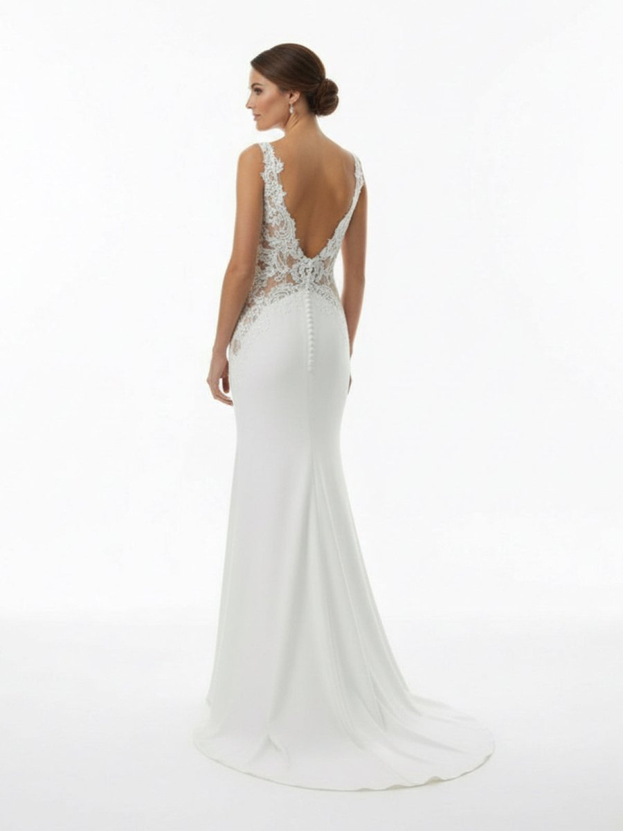 Dulce | White Long Mermaid Boho Wedding Dress with Appliqued