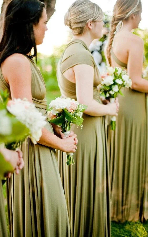 Jersey Simple Garden Bridesmaid Dress with Open Back and Sash - KissProm
