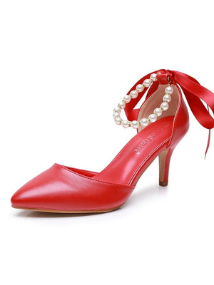 Matte Soft PU Leather Pointed Toe High Heels - KissProm
