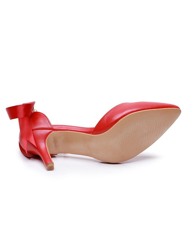 Matte Soft PU Leather Pointed Toe High Heels - KissProm