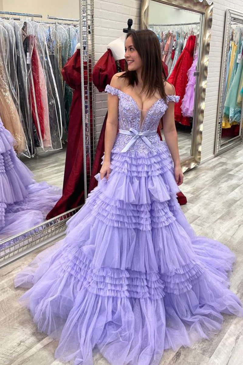 Princess A Line Off the Shoulder Light Pink Long Prom Dress with Ruffles Pink / 8 Princess A Line Off the Shoulder Light Pink Long Prom Dress with Ruffles Pink / 8