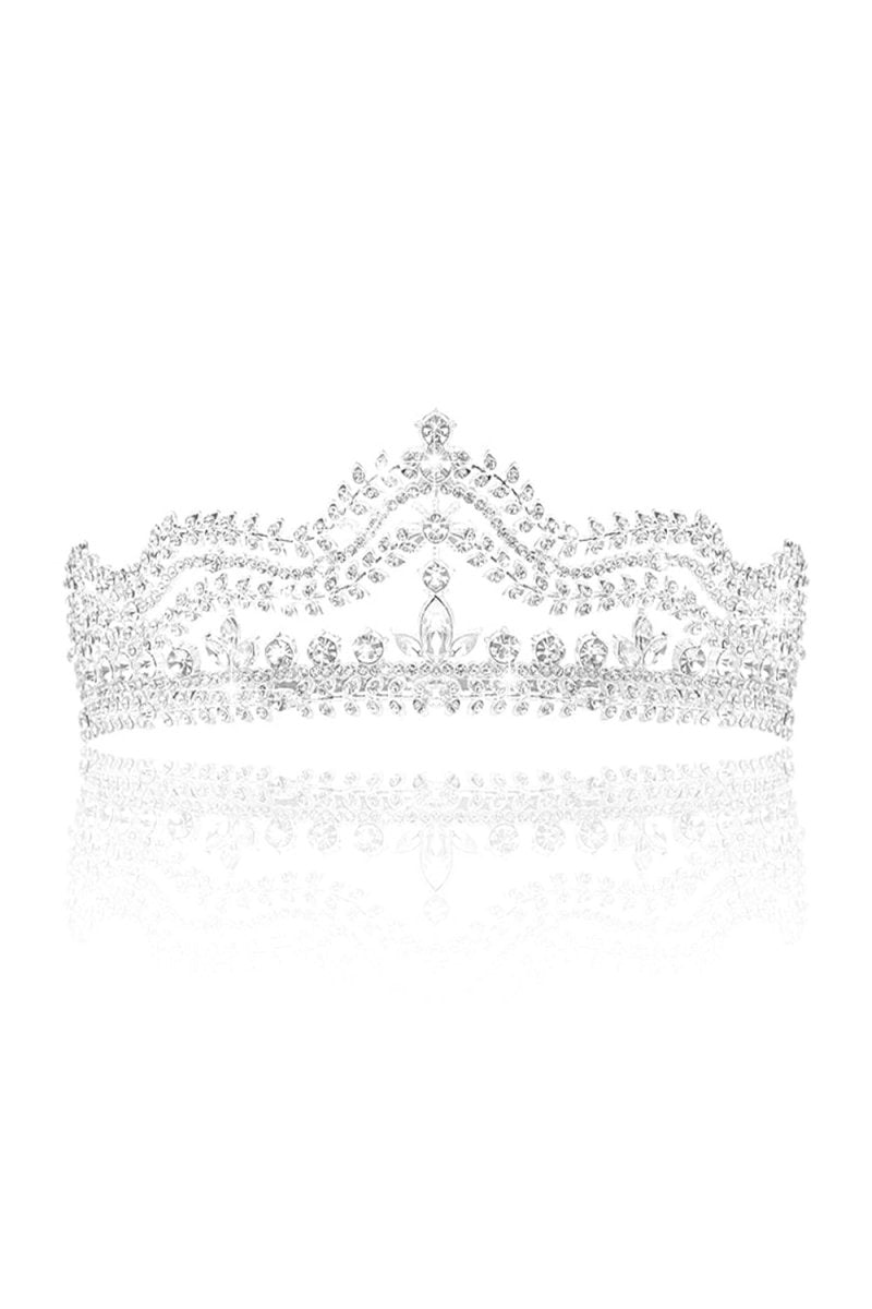 Crystal - Embellished Tiara in Silver Tone - KissProm