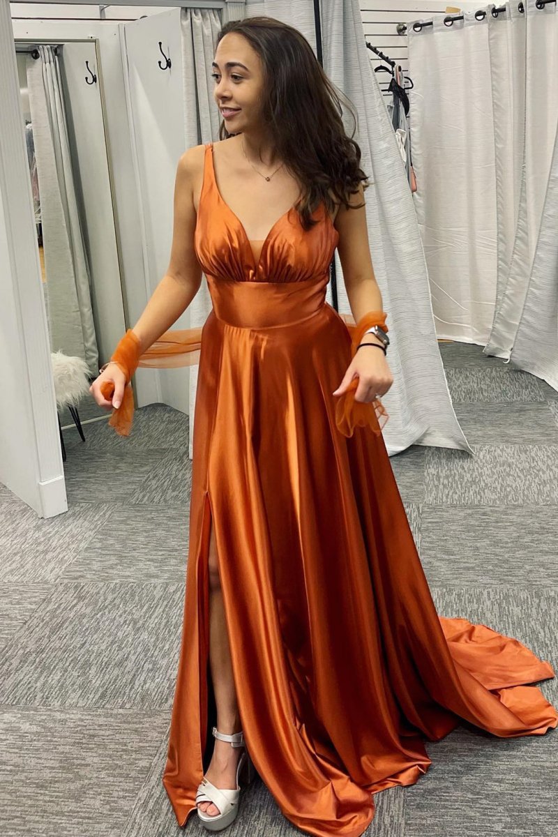 open lace back dress Burnt Orange Mermaid Strapless Dress main image 0