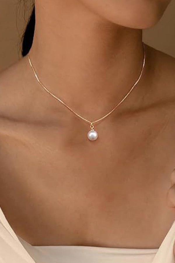Gold Pearl Pendant Necklace - KissProm