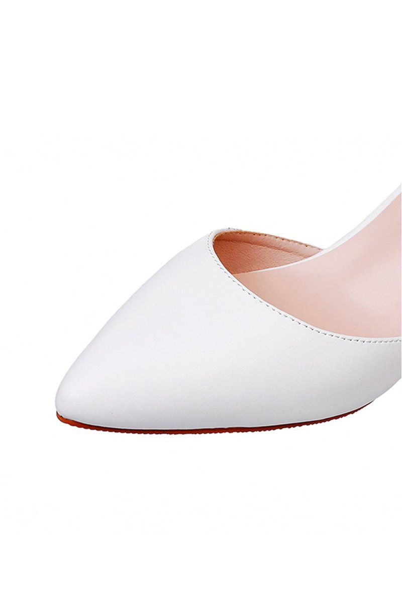 Mid Heel Matte Pointed Toe PU Wedding Shoes - KissProm
