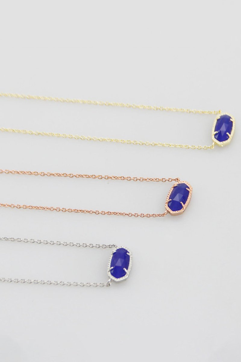 Blue Oval Pendant Necklace - KissProm