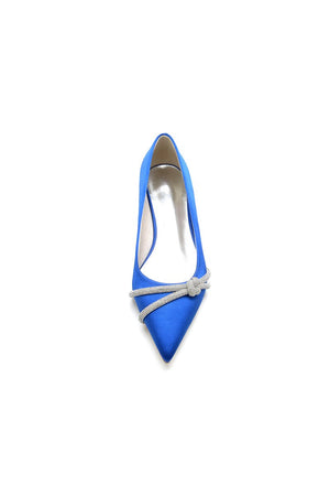 Pointed Toe Glitter Strap Kitten Heels - KissProm