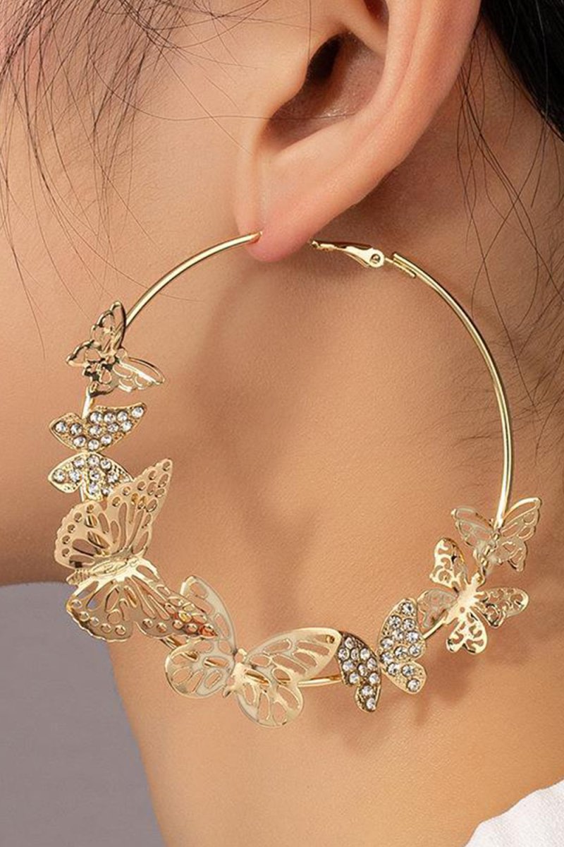 Butterfly Hoop Earrings Gold - KissProm