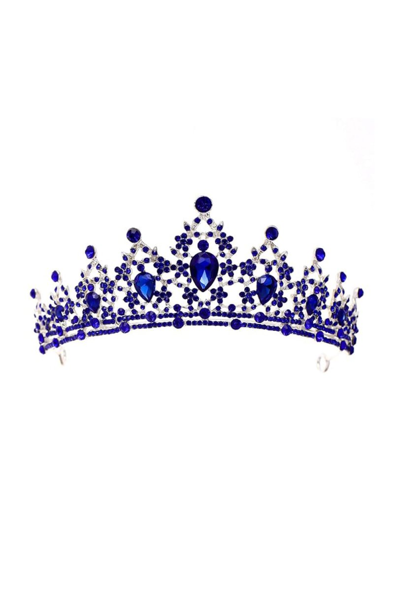 Crystal - Embellished Tiara in Blue Tone - KissProm