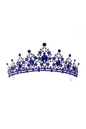 Crystal - Embellished Tiara in Blue Tone - KissProm