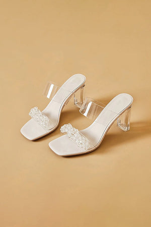 Outdoor Peep Toe Sandals Chunky Heel Fashion Shoes With Beaded - KissProm