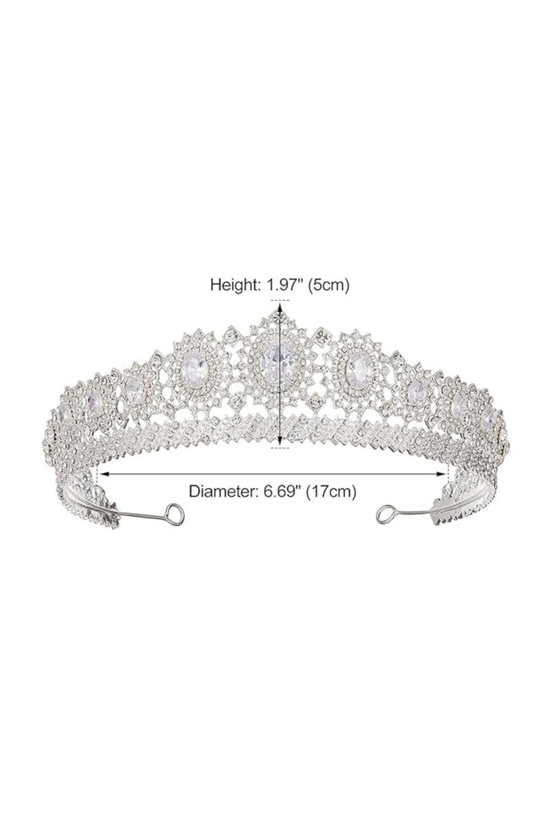 Silver Rhinestone Queen Crown - KissProm