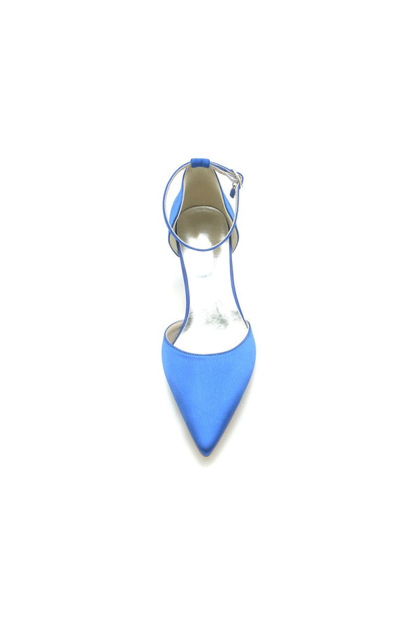 Simple Pointed Toe Satin Kitten Heels - KissProm