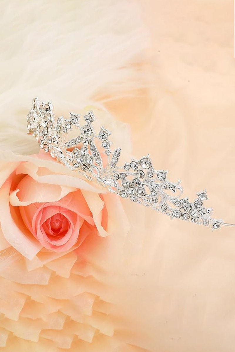 Silver Rhinestones Princess Crown - KissProm