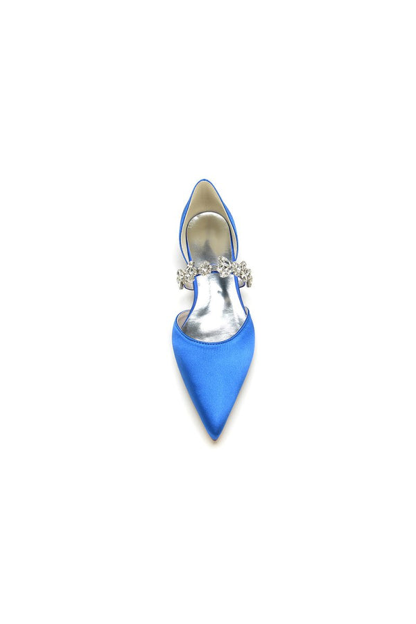 Rhinestone Pointed Toe Low Heels - KissProm
