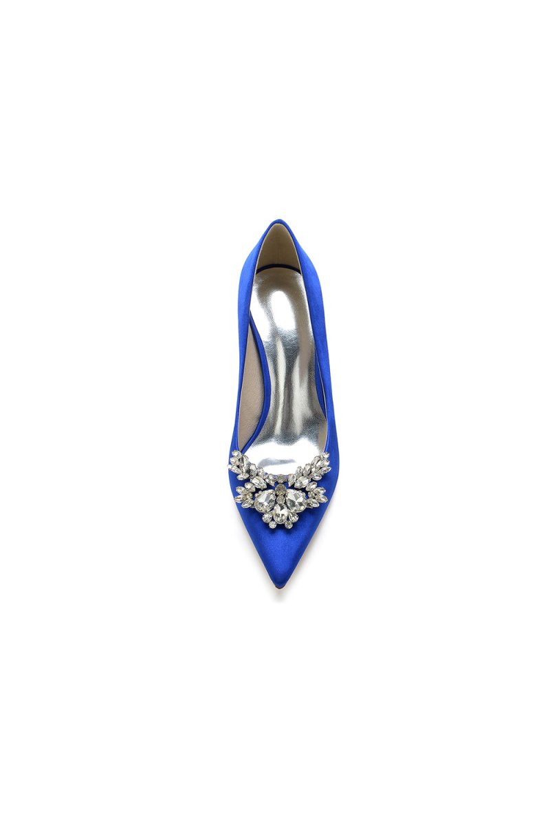 Party Pointed Toe Crystal Satin High Heels - KissProm