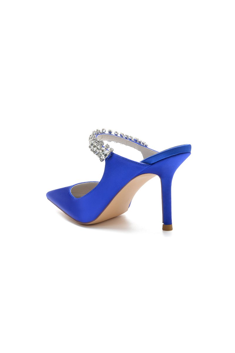 Party Pointed Toe Crystal Strap High Heels - KissProm