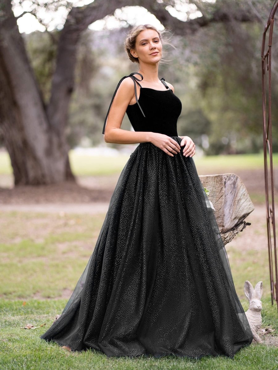 Spagatti Straps Velvet Tulle Floor Length Prom Dress Spagatti Straps Velvet Tulle Floor Length Prom Dress