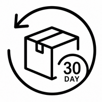 A black line icon showing a package inside a circular arrow with the text '30 DAY' on a white background.