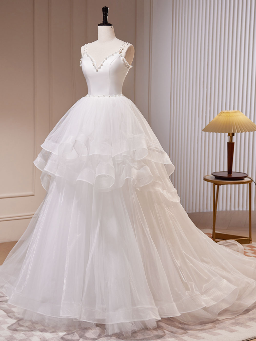 White A-Line Tulle Long Prom Dress, White Tulle Sweet Dresses