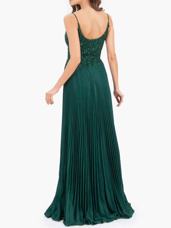 Elizabeth | Rose Pink A - line Floor Length Glitter Jersey Prom Dress with Appliques and Sequins - KissProm