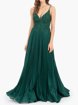 Elizabeth | Rose Pink A - line Floor Length Glitter Jersey Prom Dress with Appliques and Sequins - KissProm